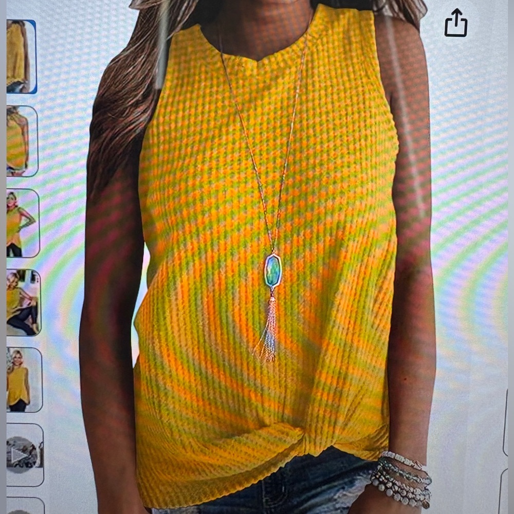 MIHOLL Yellow Sleeveless waffle Top